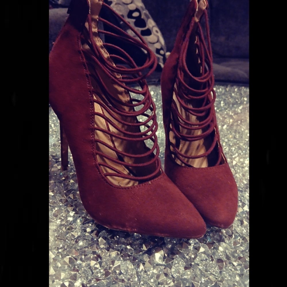 Charlotte Russe Burgundy Strappy Heels